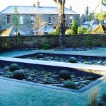 Sunken garden in winter, Edinburgh garden built by Water Gems, designed by Carolyn Grohmann