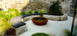 Eton Terrace, Edinburgh, Urbis lily bowl, garden built by Water Gems, designed by Carolyn Grohmann