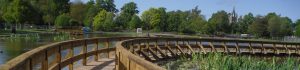 Wetland creation, planting and boardwalk by Water Gems, South Inch boating lake Perth.