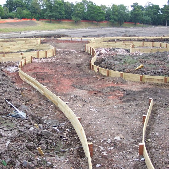 Inverleith Park Pond, Edinburgh, boardwalk under construction, Water Gems