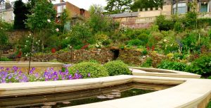 Dunfermline garden, formal water feature, built by Water Gems, designed by Carolyn Grohmann