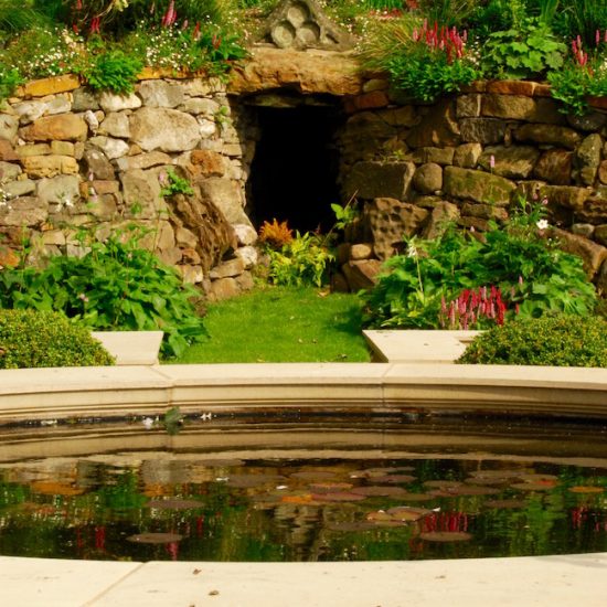 Dunfermline garden, formal water feature, built by Water Gems, designed by Carolyn Grohmann