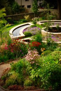 Dunfermline garden, formal water feature, built by Water Gems, designed by Carolyn Grohmann