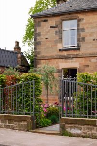 Railing by Ratho Byres Forge, Edinburgh garden built by Water Gems, designed by Carolyn Grohmann