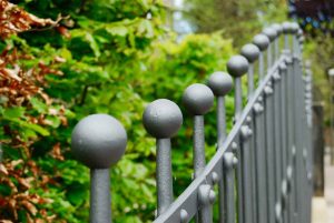 Railing by Ratho Byres Forge, Edinburgh garden built by Water Gems, designed by Carolyn Grohmann