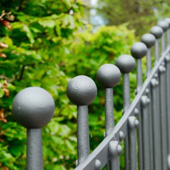 Railing by Ratho Byres Forge, Edinburgh garden built by Water Gems, designed by Carolyn Grohmann