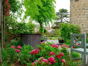 Edinburgh garden, copper tub by Ratho Byres forge, garden built by Water Gems, designed by Carolyn Grohmann