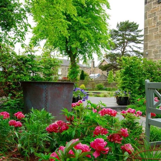 Edinburgh garden, copper tub by Ratho Byres forge, garden built by Water Gems, designed by Carolyn Grohmann