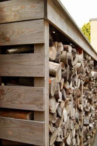 Edinburgh garden, log store, garden built by Water Gems, designed by Carolyn Grohmann