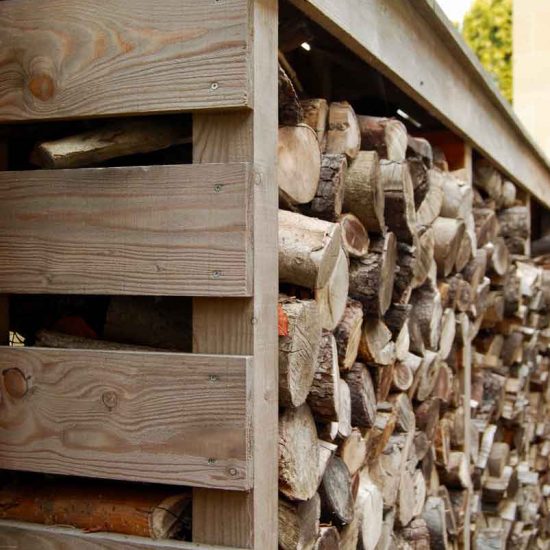 Edinburgh garden, log store, garden built by Water Gems, designed by Carolyn Grohmann