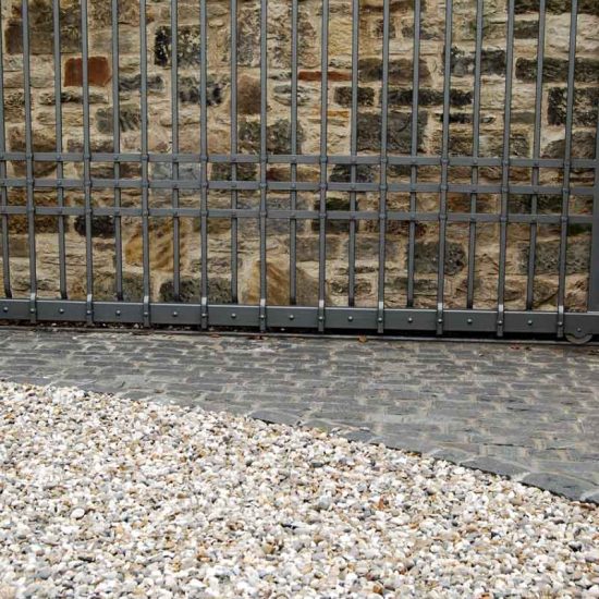 Merchiston front garden, gates by Ratho Byres Forge, garden built by Water Gems, designed by Carolyn Grohmann