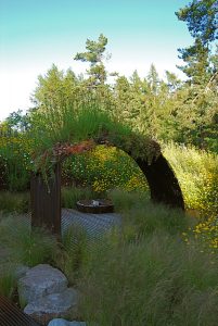 2010 Show Garden Gardening Scotland, rebar culture, rehoused in Aviemore garden, designed and built by Water Gems, planting by Carolyn Grohmann