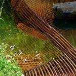 Rebar sculpture, larch deck, 2010 Gold medal, Gardening Scotland, Best in Show, designed and built by Water Gems, planting by Carolyn Grohmann