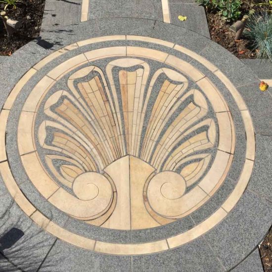 Joel Baker mosaic, Edinburgh garden built by Water Gems, designed by Carolyn Grohmann