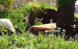 Rebar sculpture, 2010 Gold medal, Gardening Scotland, Best in Show, designed and built by Water Gems, planting by Carolyn Grohmann