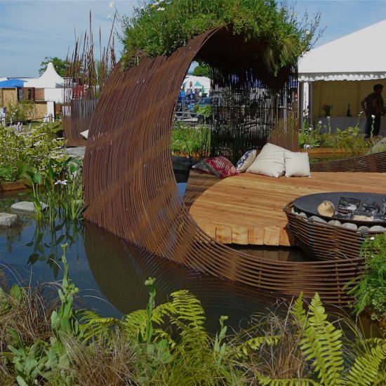 Rebar sculpture, 2010 Gold medal, Gardening Scotland, Best in Show, designed and built by Water Gems, planting by Carolyn Grohmann