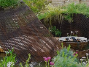 Rebar sculpture, 2010 Gold medal, Gardening Scotland, Best in Show, designed and built by Water Gems, planting by Carolyn Grohmann