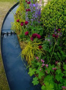 Painted metal rill in Gold Medal Award-Winning Garden, built by Water Gems, designed by Carolyn Grohmann at Gardening Scotland 2014