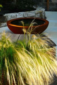 Urbis lily bowl, Edinburgh Eton Terrace garden, built by Water Gems, designed by Carolyn Grohmann, BALI award winning 2014