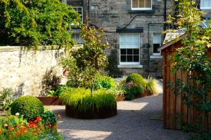 Rebar raised beds, Edinburgh Eton Terrace garden, built by Water Gems, designed by Carolyn Grohmann, BALI award winning 2014