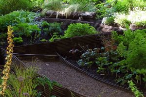 Inverleith garden, rebar edging, Edinburgh landscaper, Water Gems