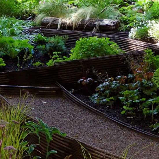 Rebar edging, Garden in Inverleith, Edinburgh by Water Gems