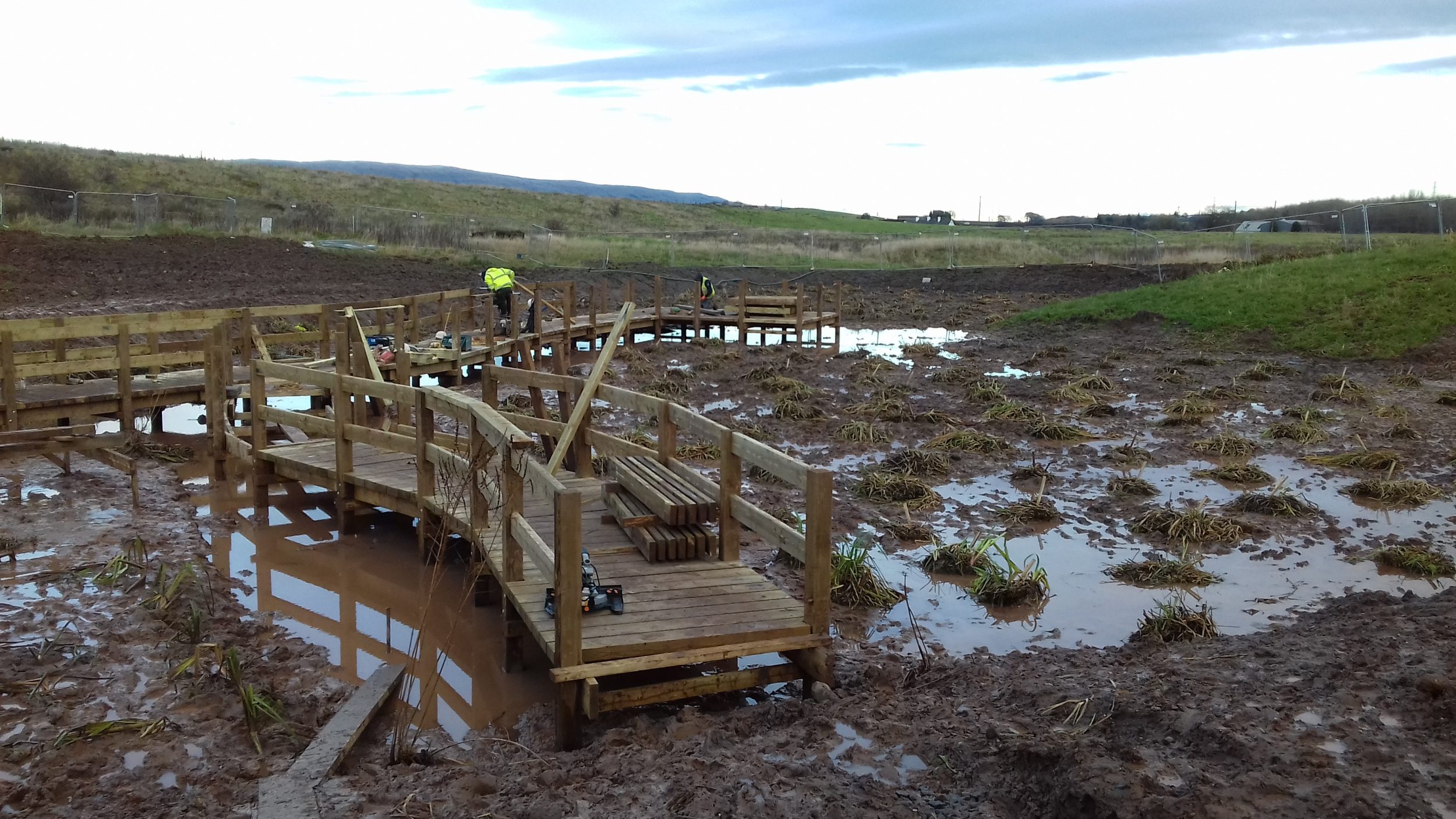 Mudbath, Bearsden boardwalk construction in progress