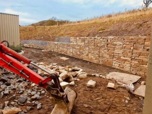 Construction of Gabion Wall going well