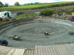 Preparing the pond for the new liner