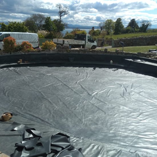 Pond liner in place