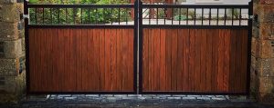 Privacy, pair of sturdy wood and metal gates
