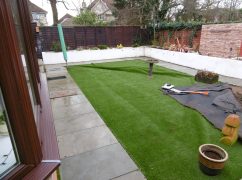 Haddington Garden - before work started - paving slabs and artificial grass